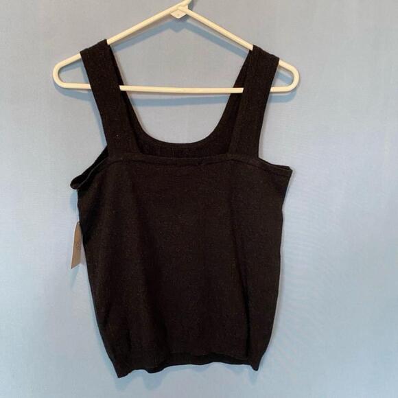 NWT Time and Tru Black Square Neck Tank Top Size M 8-10 Sparkles Sweater - Picture 2 of 13